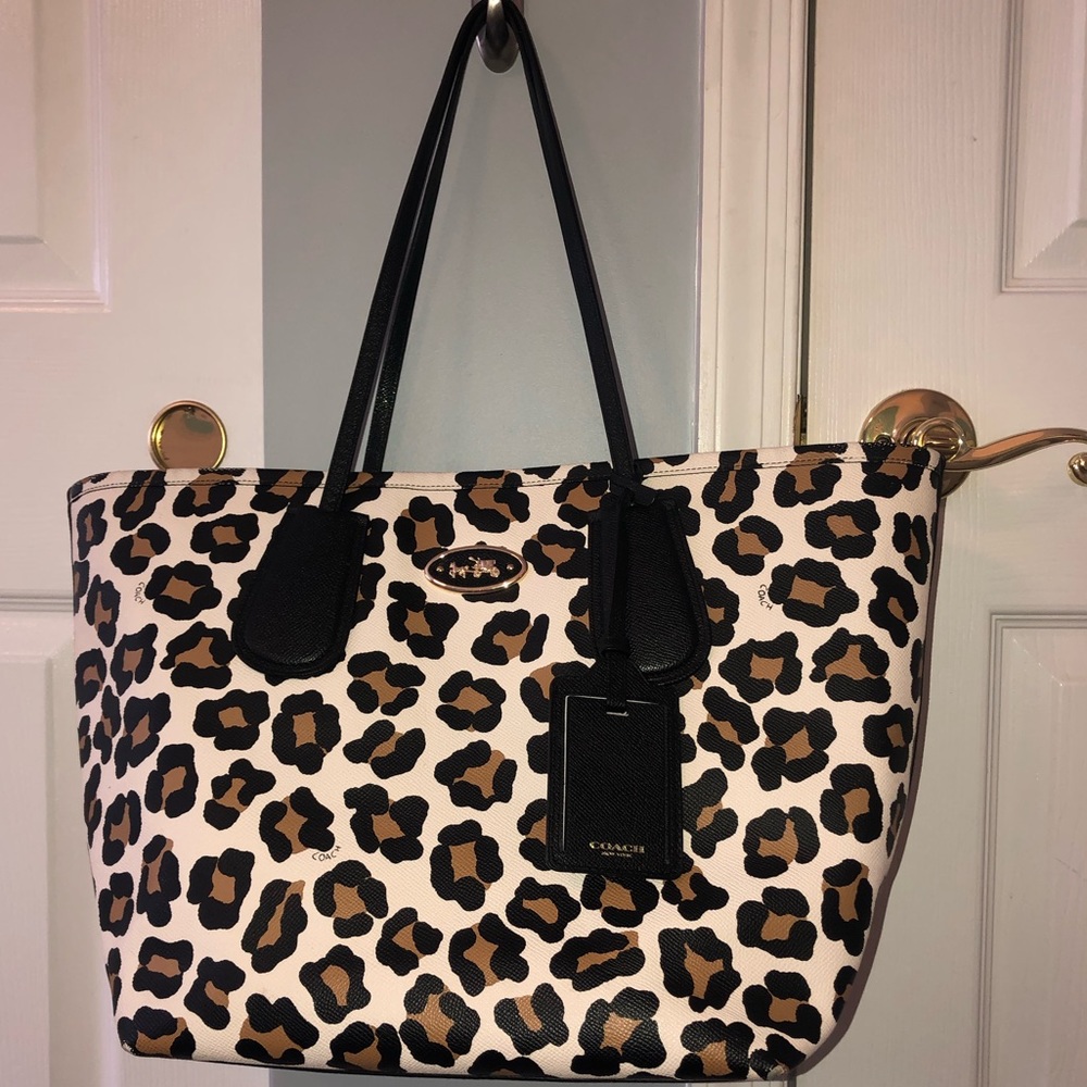Coach cheetah print tote